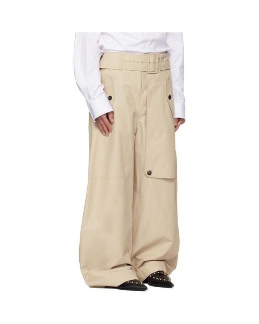 Egonlab Natural Belted Trench Trousers for men
