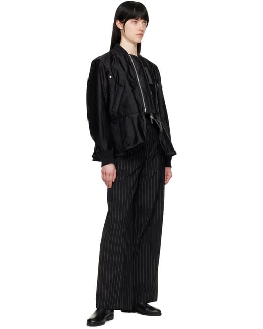 Sacai ブラック Wool Silk Suiting トラウザーズ Black