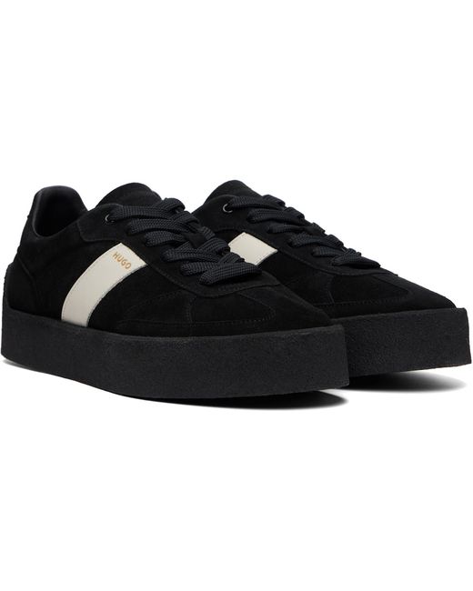 HUGO Black Suede Side Stripe Sneakers for men