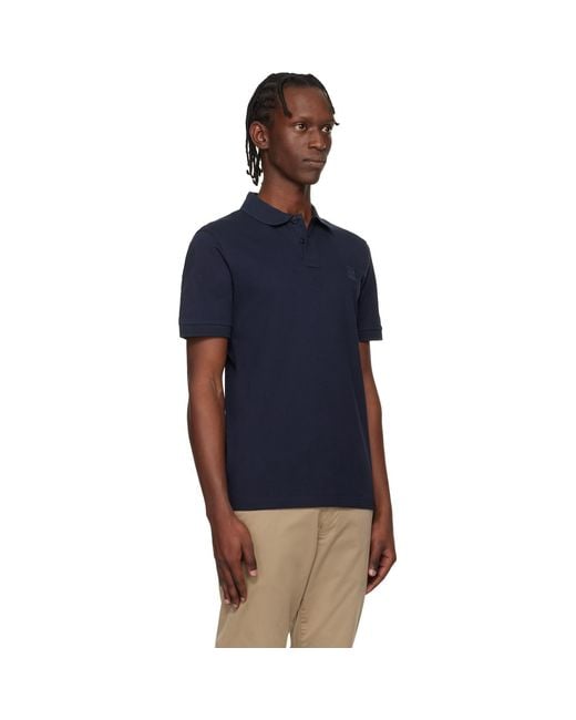 Boss Blue Logo Patch Stretch-Cotton Slim-Fit Polo for men