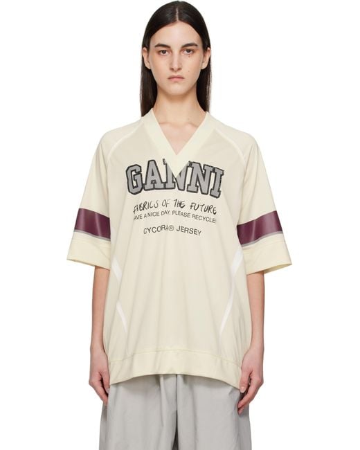 Ganni Natural Off- Future Mesh Oversized T-Shirt