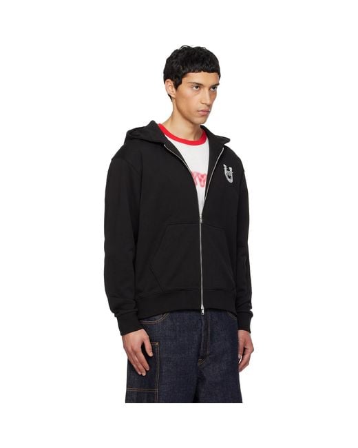 KENZO Black Paris 'Lunar New Year' Embroidered Zip Up Hoodie for men