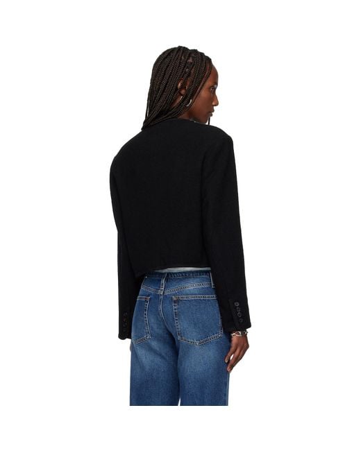 TONYWACK Black Tweed Cropped Wool Jacket