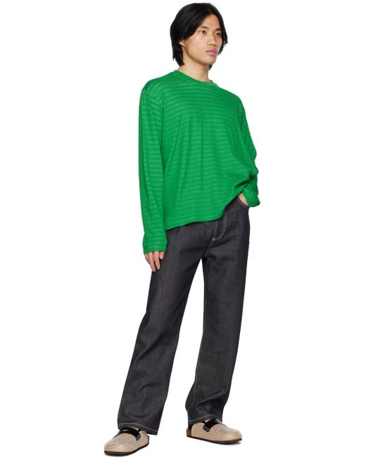 Sunnei Green Reversible Long Sleeve T-shirt for men