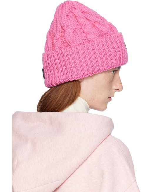 3 MONCLER GRENOBLE Pink Rolled Beanie