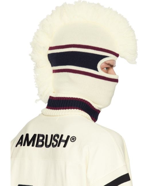 Ambush White Off- Fringe Knit Balaclava for men