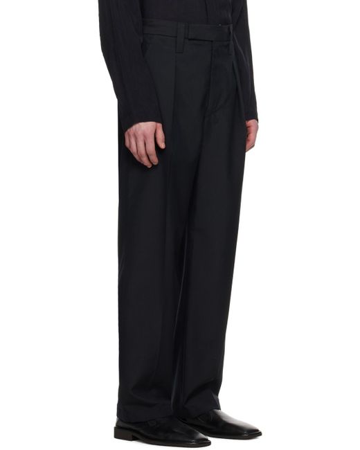 Lemaire Black One Pleat Trousers for men