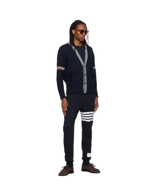 Thom Browne Blue Rwb Armband Lobster Jersey Cardigan for men