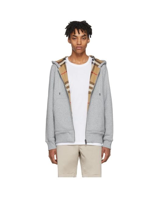 Burberry Gray Grey Fordson Core Zip Hoodie for men