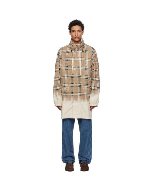 Burberry Natural Gradient Check Tropical Gabardine Parka for men