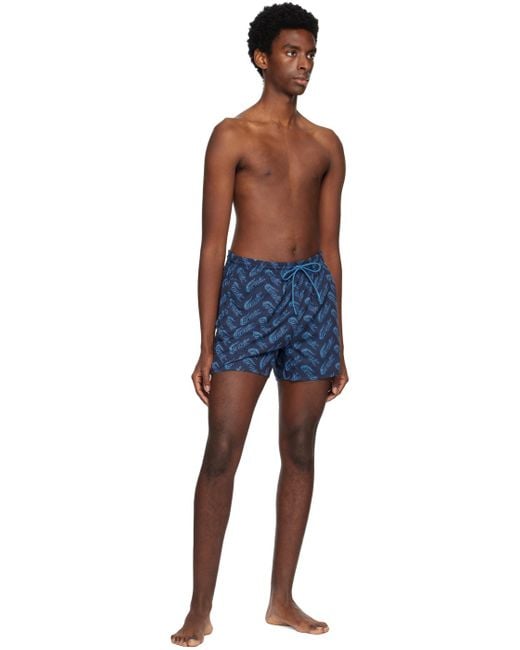 Lacoste Blue Navy Printed Swim Shorts for men