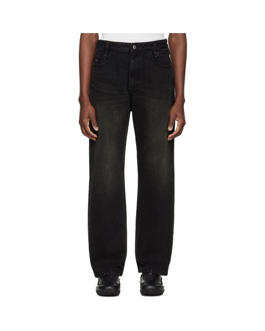 Wooyoungmi Black Tin Wash Straight Jeans for men