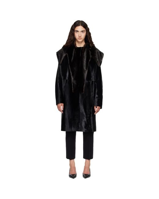 Loulou de Saison Black Lotta Pony-Effect Leather Coat