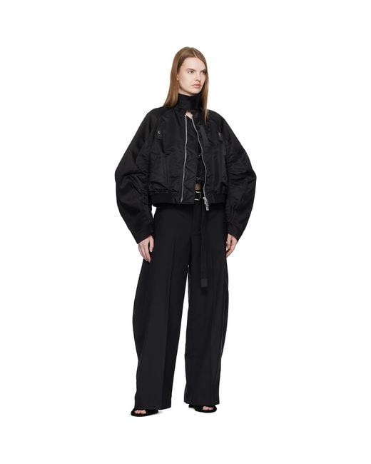 Sacai Black Cotton Chino & Nylon Twill Bomber Jacket