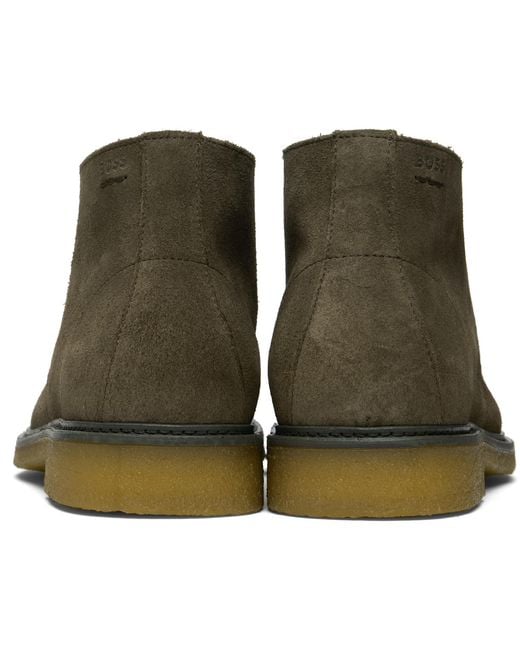 Boss Black Khaki Suede Desert Boots for men