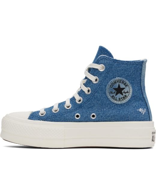 Converse Blue Chuck Taylor All Star Lift Platform Denim High Top Sneakers
