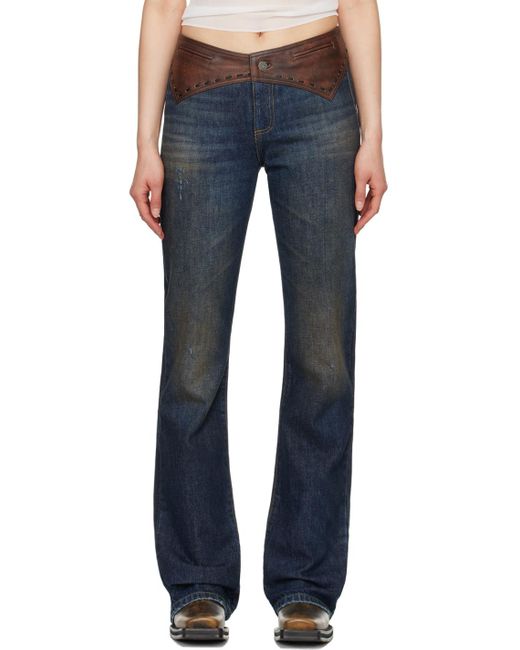 Guess USA Blue Contrast Leather Jeans