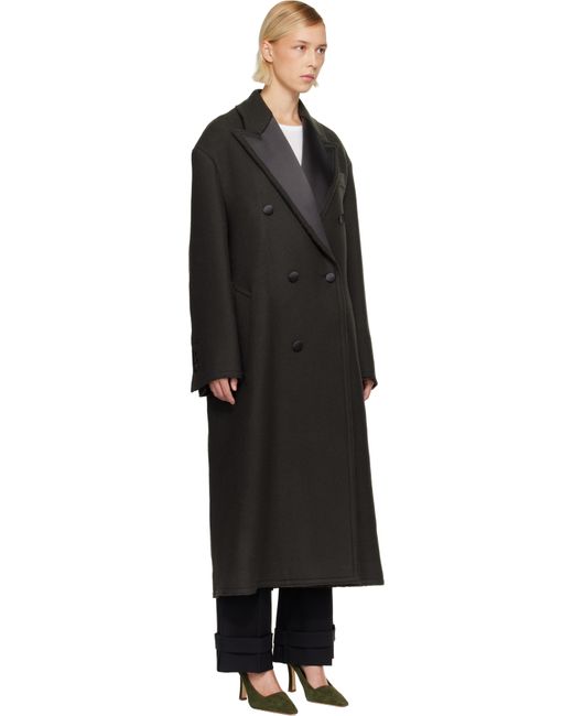 Manteau Noir En Laine À Smocks À Double Boutonnage AMI en coloris Black