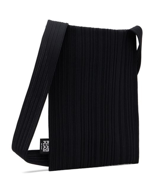 Pleats Please Issey Miyake Black Crepe Knit Bag