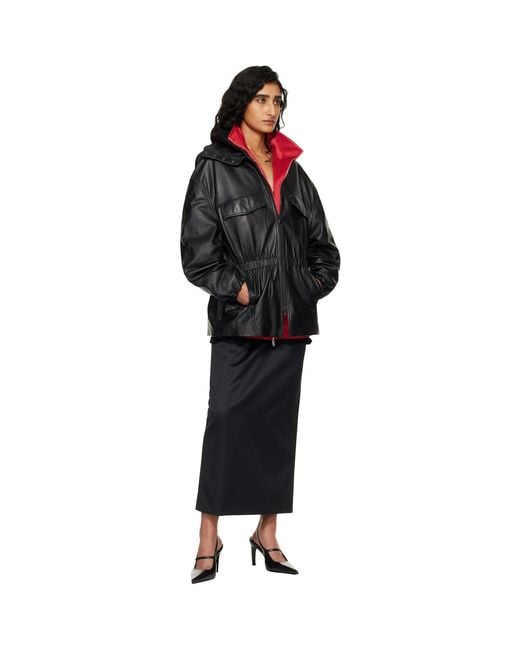 Frankie Shop Black Alrose Satin Midi Skirt