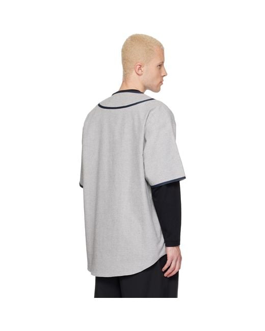 (w)taps Gray League S/S Cotton Twill Shirt for men