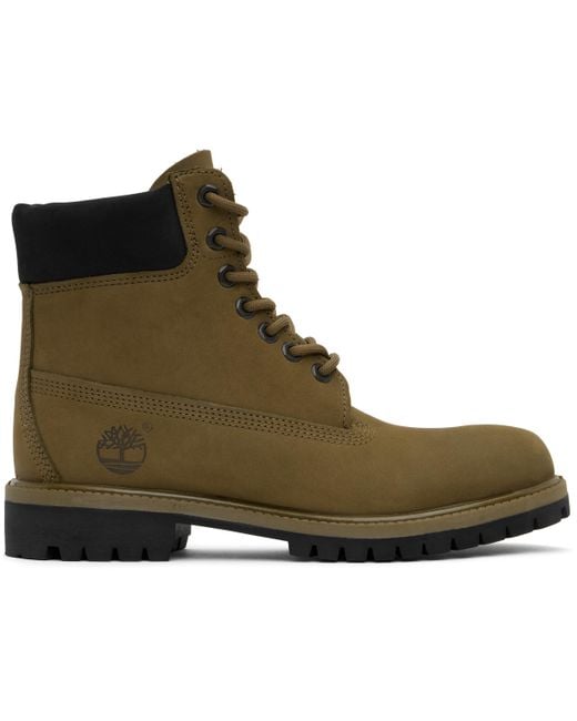 Timberland Green Khaki Premium 6-Inch Lace-Up Waterproof Boots for men