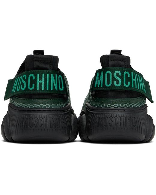 Baskets noir et vert à semelle en forme d'ourson et à bride à logo Moschino pour homme en coloris Black