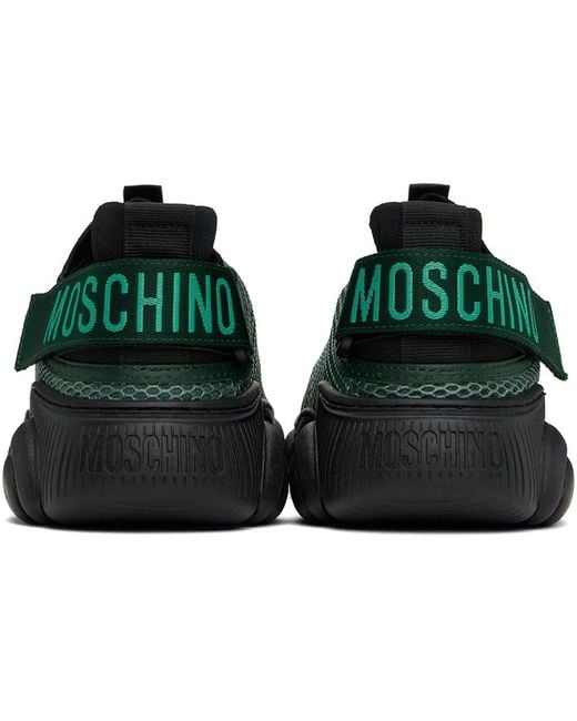 Moschino Black & Green Logo Tape Teddy Sneakers for men