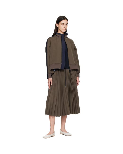 Sacai Brown Taupe Matelasse Twill Blouson Sweatshirt