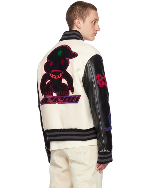 Heron Preston Black Off-white Varsity Bomber Jacket for men