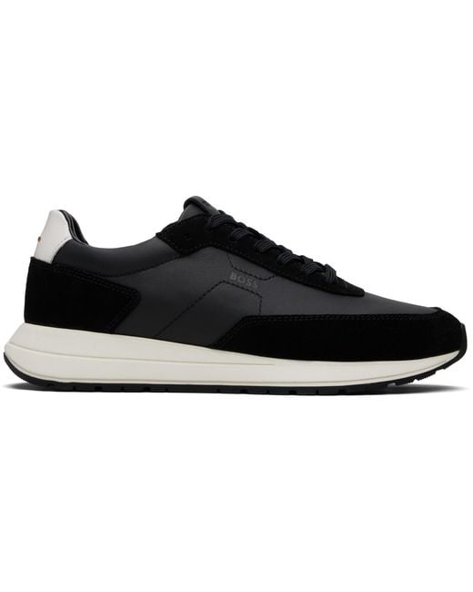 Boss Black Suede Trim Sneakers for men