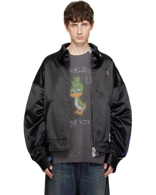 Maison Mihara Yasuhiro Black Both Fronts Satin Bomber Jacket for men