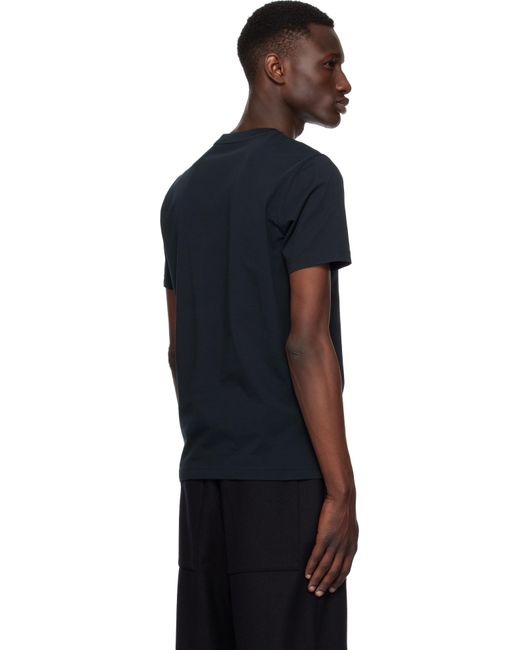 T-Shirt Bleu Marine En Coton À Logo À Effet Délavé Moncler pour homme en coloris Black