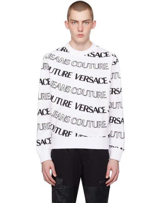 Versace White Logowave Sweatshirt for men
