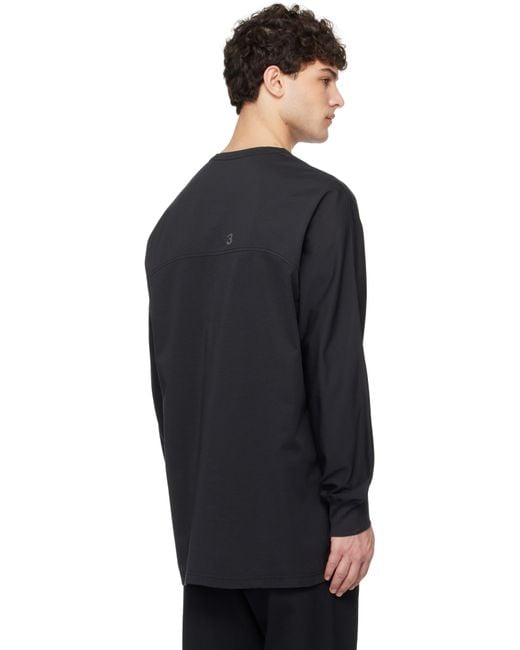 Y-3 Black Mesh Stripes Long Sleeve T-Shirt for men