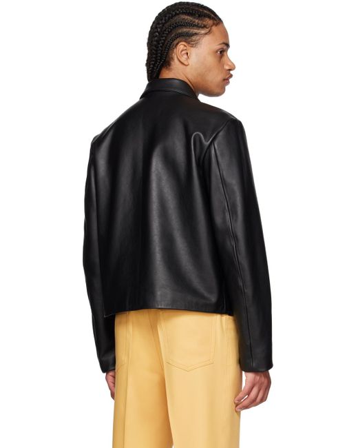 Second/Layer Black Mad Dog Leather Jacket for men