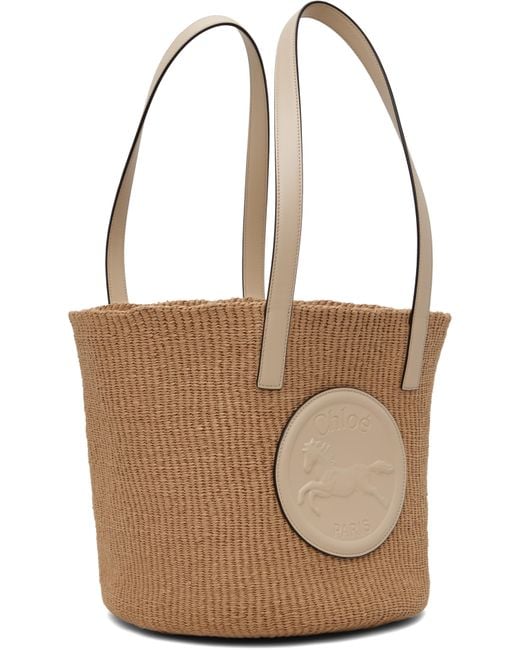 Chloé Natural Off- Large Horse Medal Basket Tote