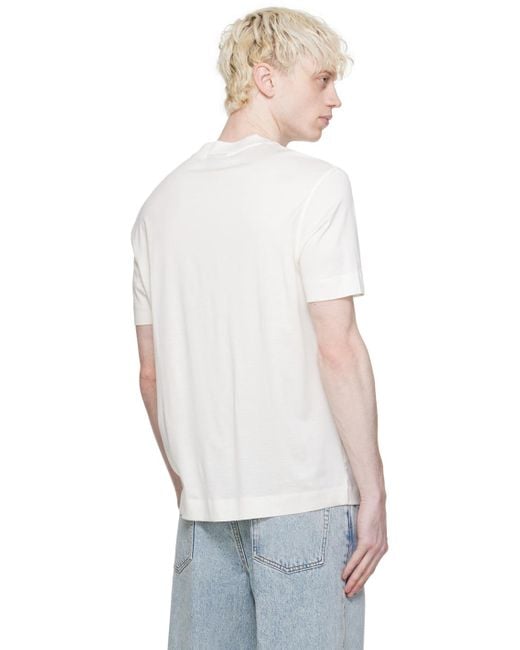 T-shirt blanc cassé à logo brodé Emporio Armani pour homme en coloris Multicolor