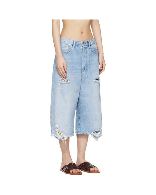 Acne Blue Distressed Shorts