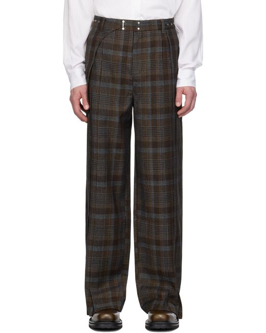 メンズ ANDERSSON BELL ブラウン Soe チェック ラップパンツ Black