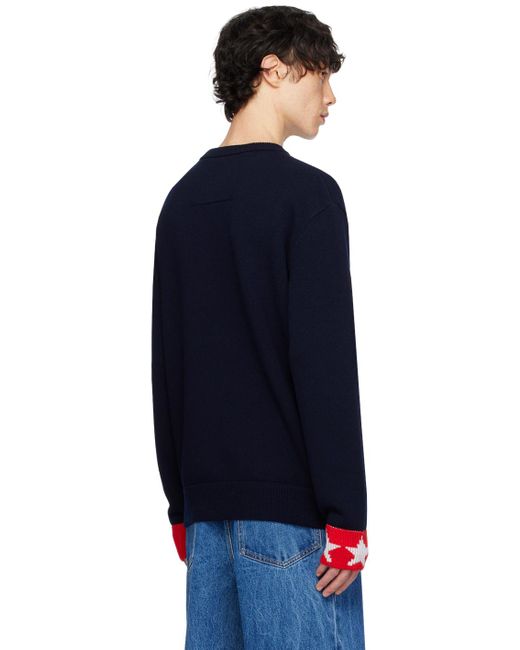 Givenchy Blue Navy Jacquard Sweater for men