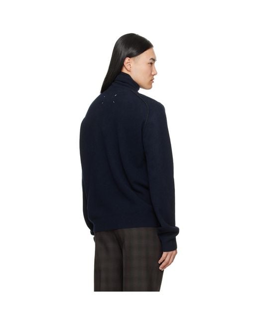 Maison Margiela Blue Virgin Wool Turtleneck for men