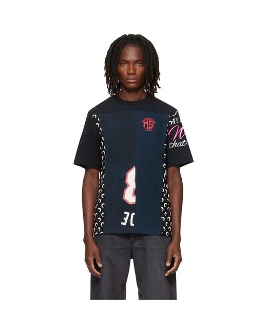 MARINE SERRE Blue Regenerated Graphic Jersey Crewneck T-Shirt for men