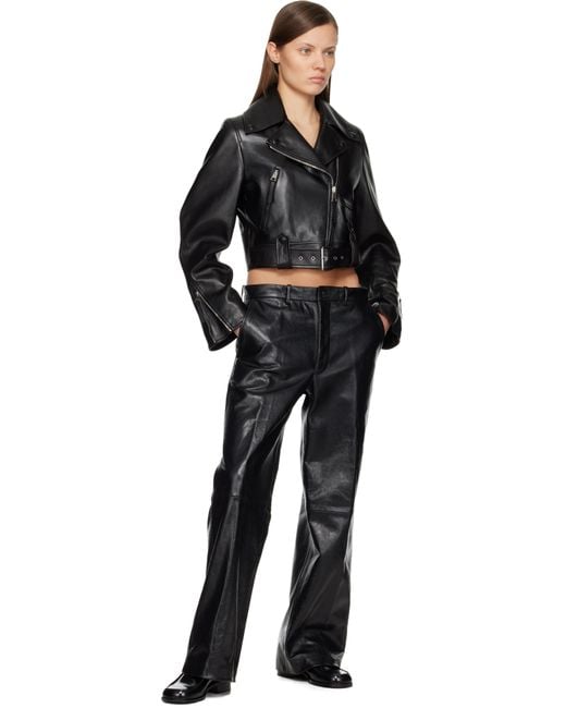Givenchy Black Cropped Cocoon Leather Biker Jacket
