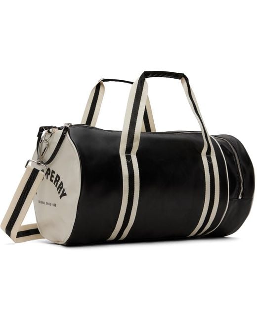 Fred Perry Black Classic Barrel Duffle Bag for men