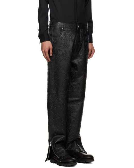 Han Kjobenhavn Black Embossed Leather Pants for men