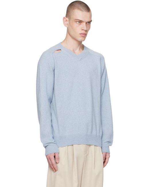 Commission Blue Cutout Sweater for men