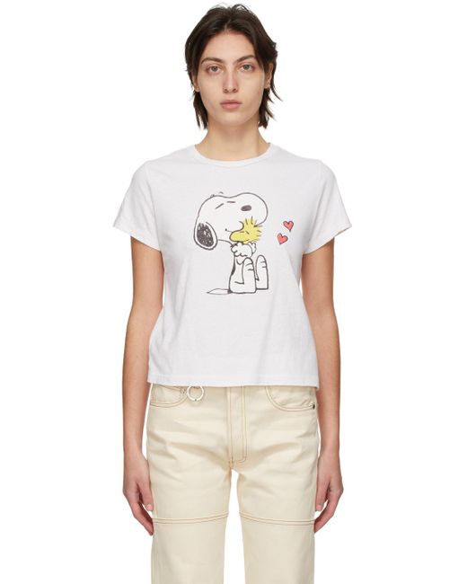 RE/DONE White Peanuts Edition Snoopy & Woodstock T-shirt | Lyst Canada