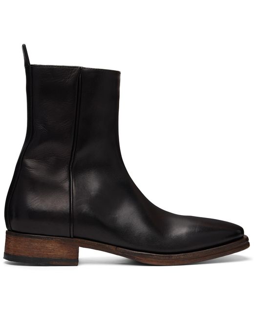 Acne Black Leather Ankle Boot for men