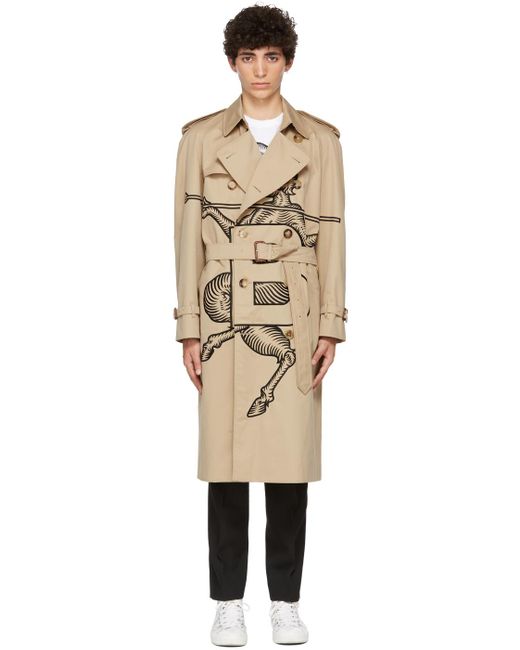 Burberry Ssense Exclusive Beige Mythical Alphabet Embroidered Exploded  Motif Trench Coat in Natural for Men | Lyst Canada